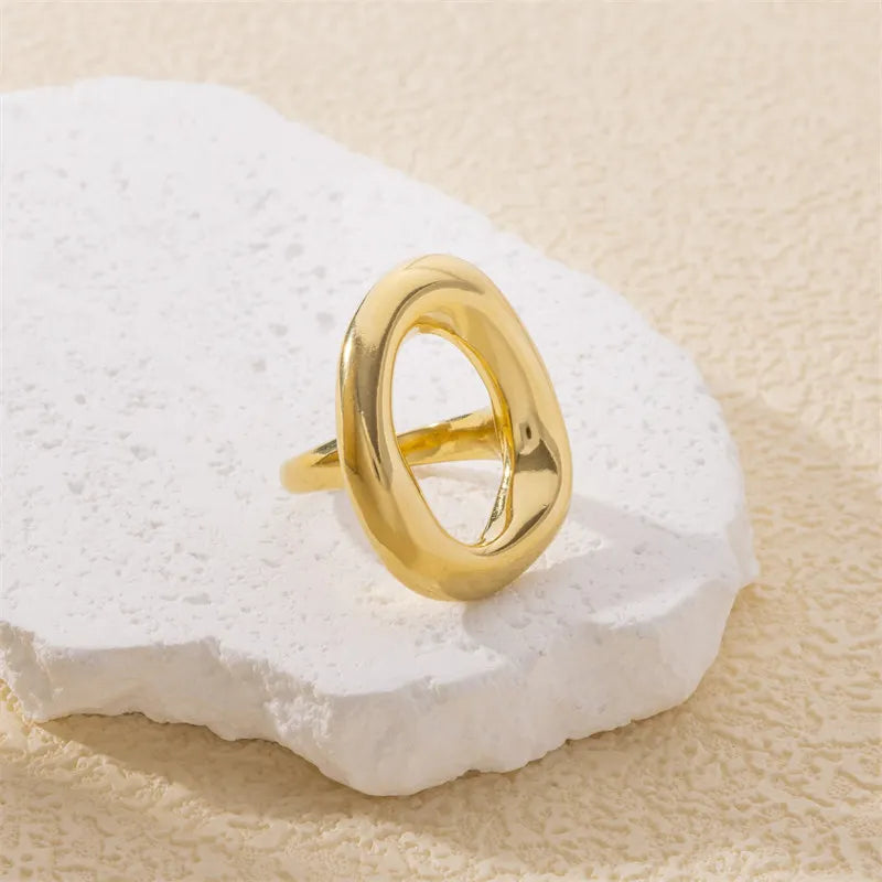 Gold Stainless Steel Chunky Ring for Women – Waterproof Geometric Aesthetic