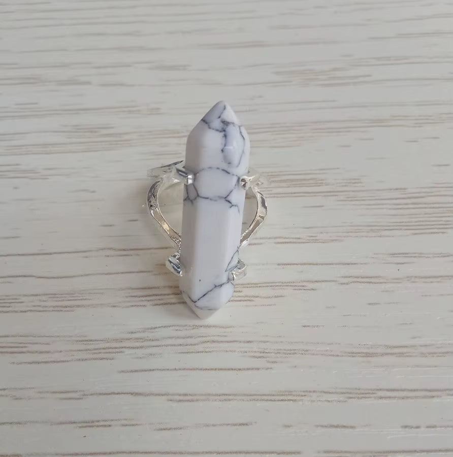 Hexagonal Crystal Stone Chain Ring – Fashion Jewelry for Women
