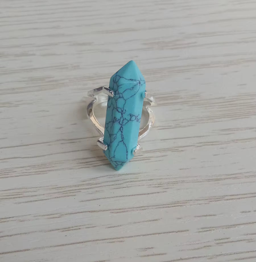Hexagonal Crystal Stone Chain Ring – Fashion Jewelry for Women