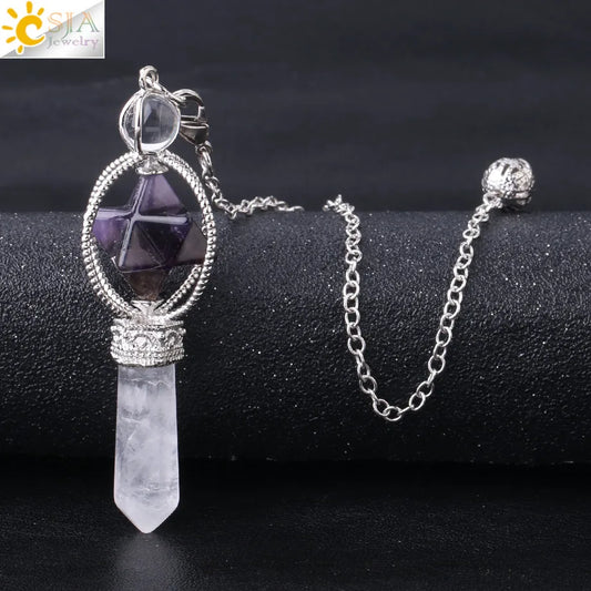 CSJA Crystal Merkaba Dowsing Pendulum Pendant for Reiki & Divination