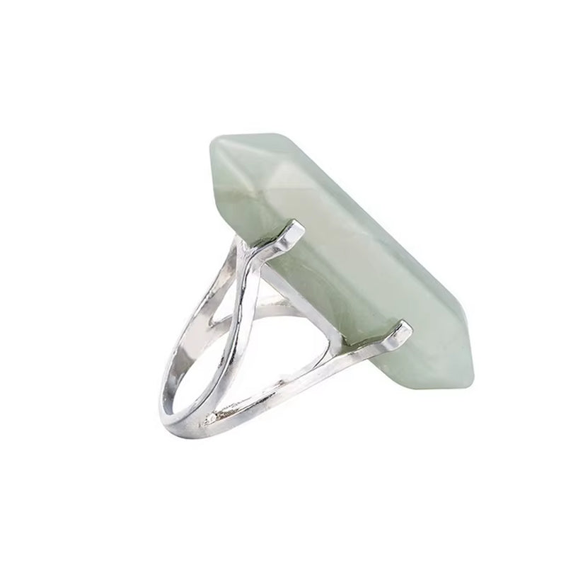 Hexagonal Crystal Stone Chain Ring – Fashion Jewelry for Women