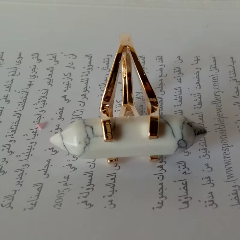 Hexagonal Crystal Stone Chain Ring – Fashion Jewelry for Women